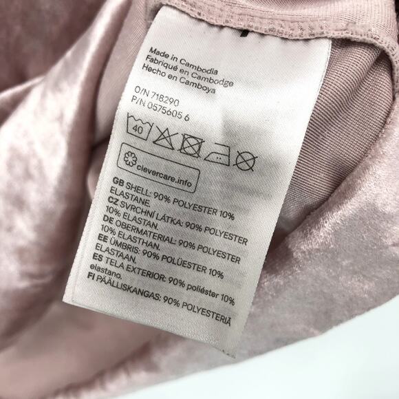 Divided H&M Crushed Velvet Velour T Shirt Womens S Pink Raw Hem Oversized Tee - Picture 6 of 6